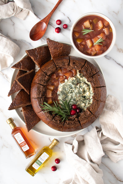 Baked Bleu Cheese with Quick Pear Compote | Appetizer and more | Seasons Olive Oil &amp; Vinegar Recipes blog