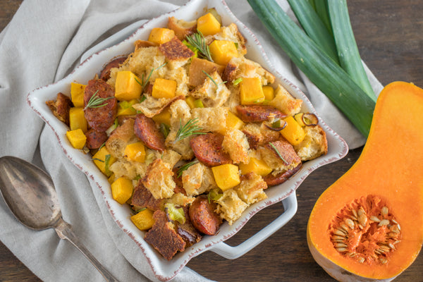 Butternut Squash and Sausage Stuffing | Entree, featured and more | Seasons Olive Oil & Vinegar Recipes blog