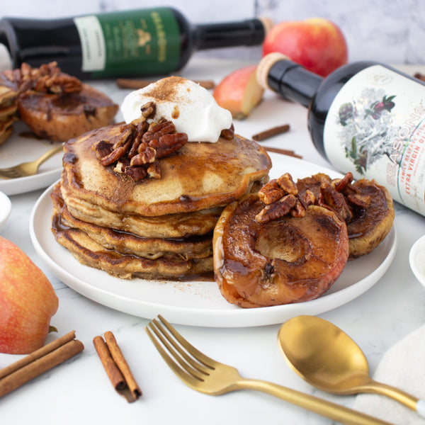 Olive Oil Pancakes with Spiced Roasted Apples