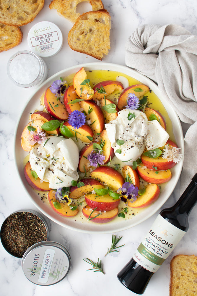 Peaches & Burrata with Rosemary Aromatizado