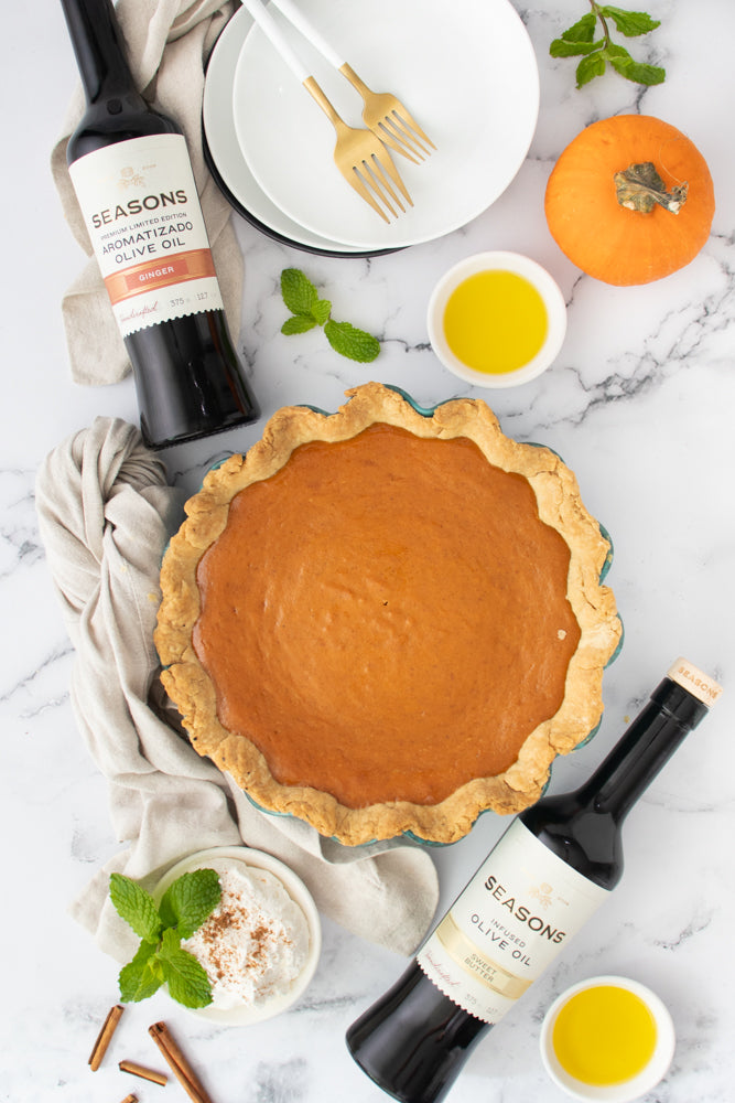Pumpkin Pie with Ginger Infused Olive Oil Crust