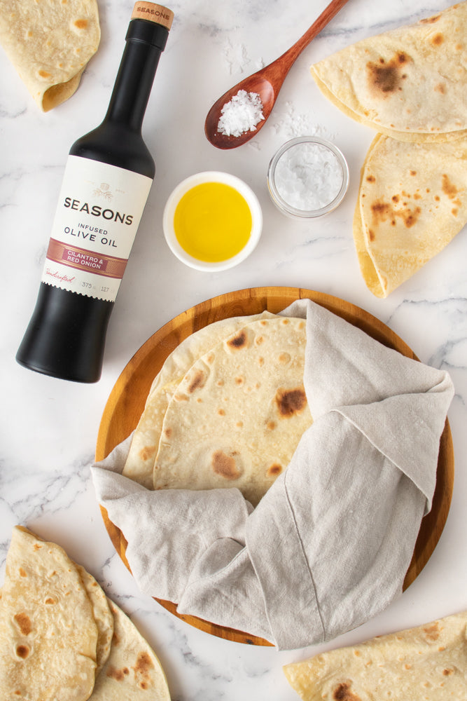 Homemade Flour Tortillas with Olive Oil
