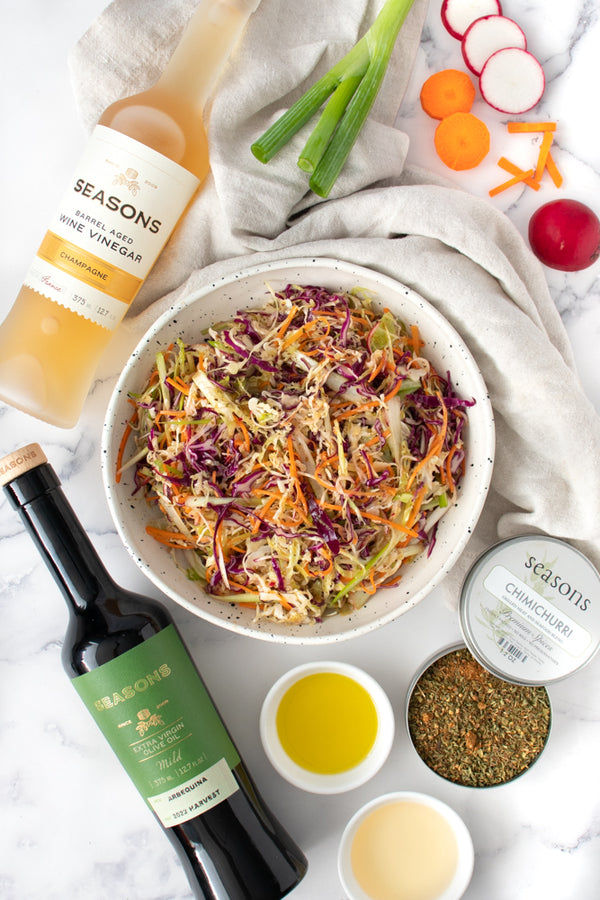 Chimichurri Coleslaw with Champagne Vinaigrette | Salad, Vegetarian and more | Seasons Olive Oil & Vinegar Recipes blog Chimichurri Coleslaw with Champagne Vinaigrette | Salad, Vegetarian and more | Seasons Olive Oil & Vinegar Recipes blog
