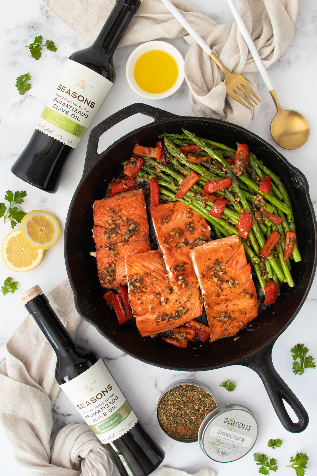 Chimichurri Salmon Skillet with Asparagus