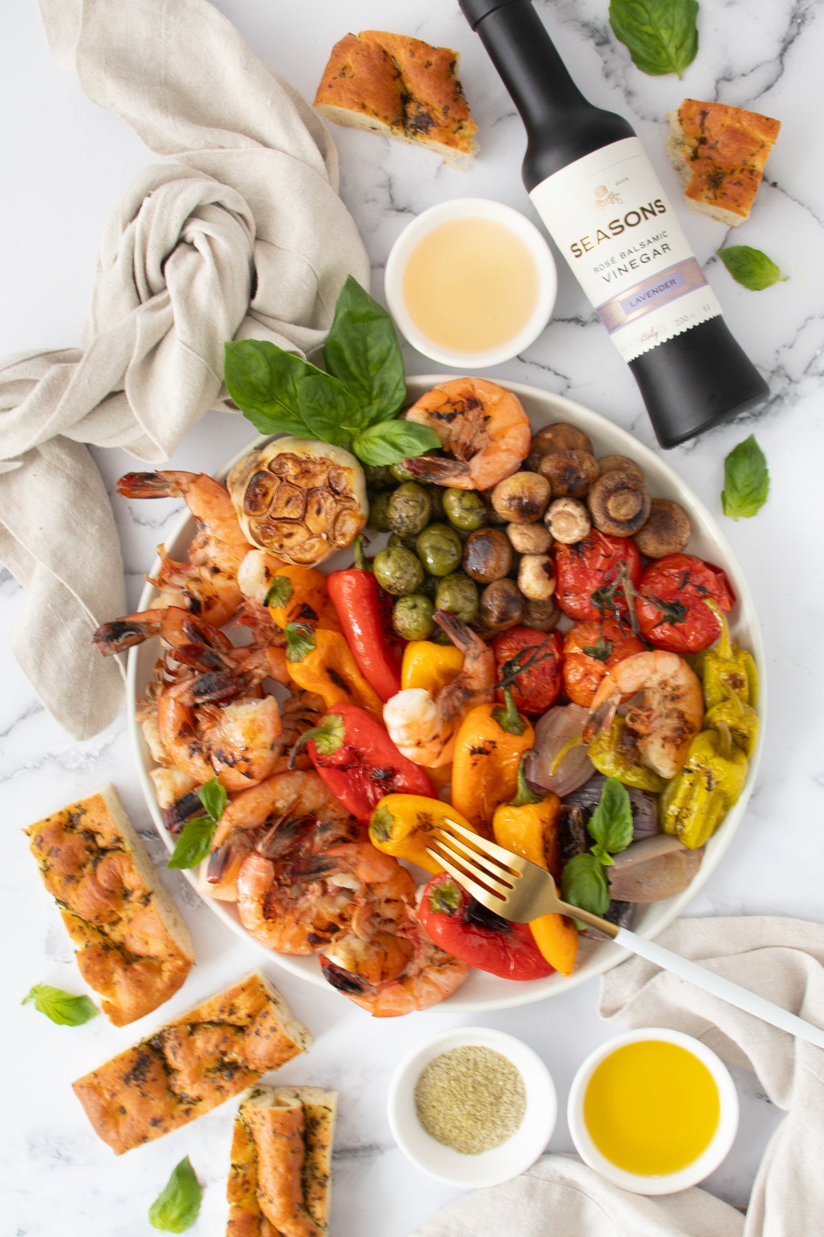 Warm Olive Oil & Rosé Shrimp Antipasto