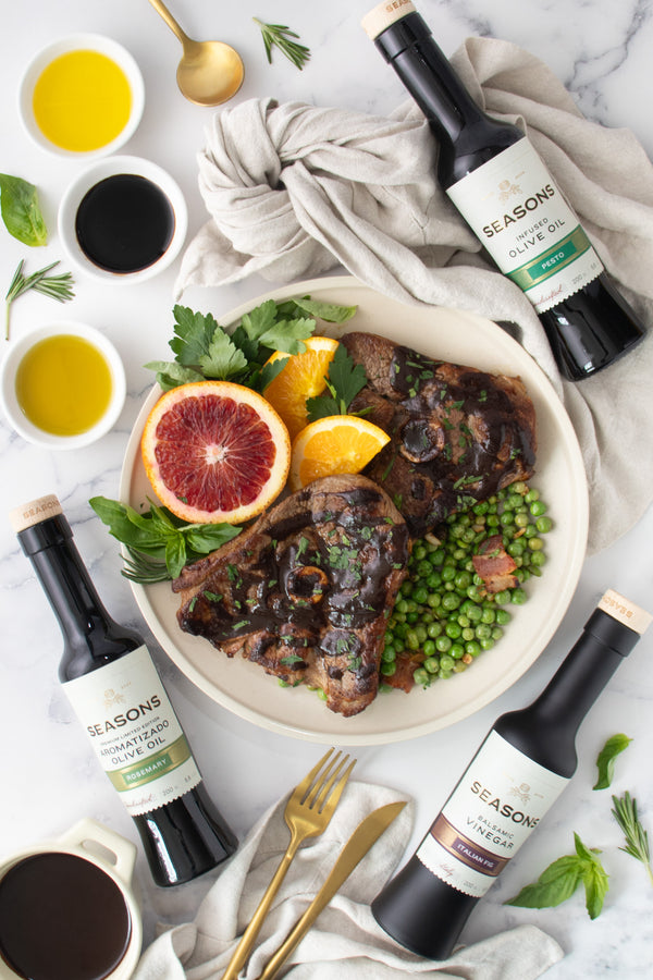 Tuscan Lamb Steaks with Balsamic & Red Wine Pan Reduction