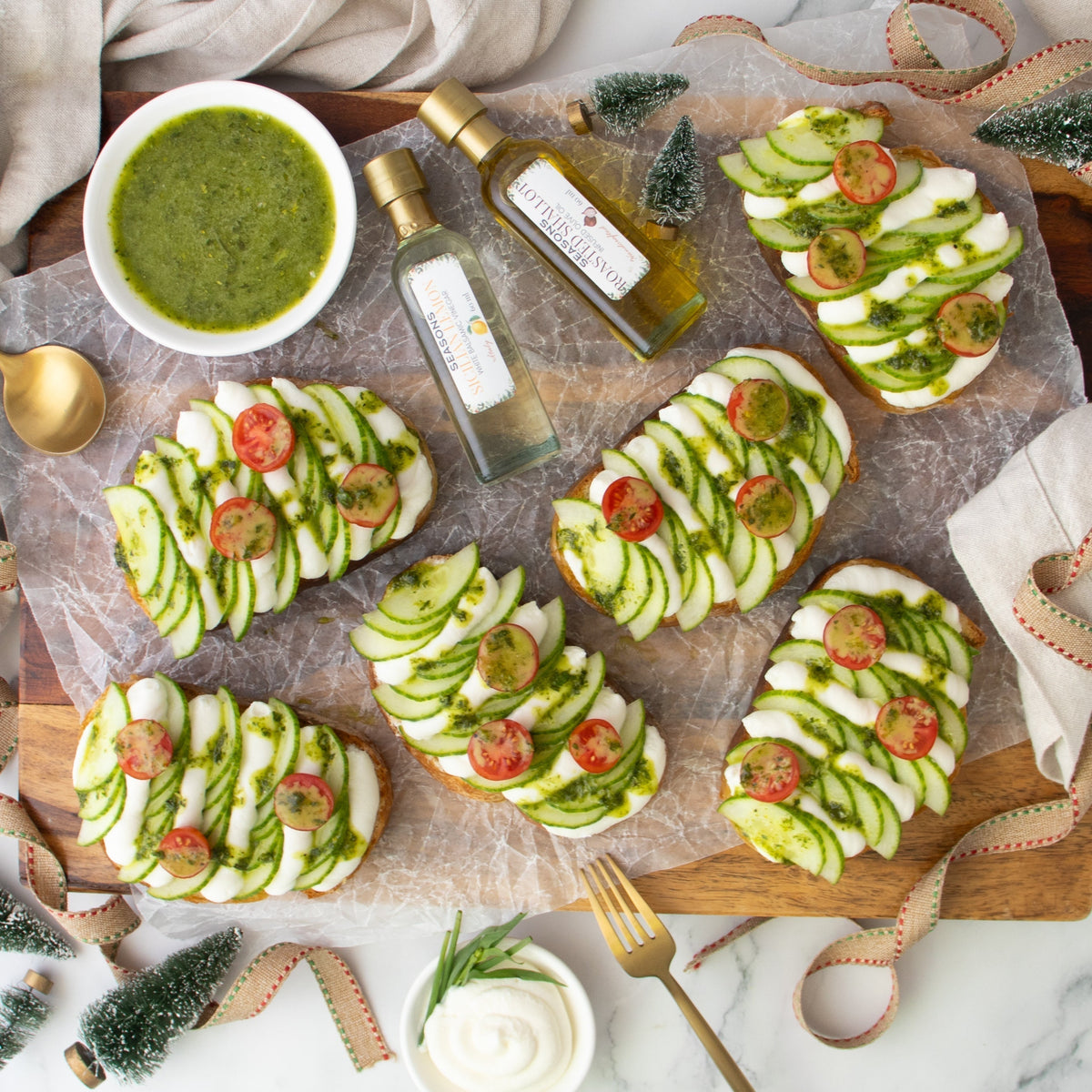 Ricotta & Green Goddess Tartines (Maids a-milking)