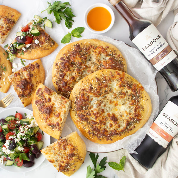 Harissa Manakeesh with Mediterranean Salad