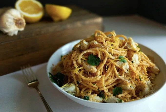 Crab Spaghetti with Lemon Gremolata