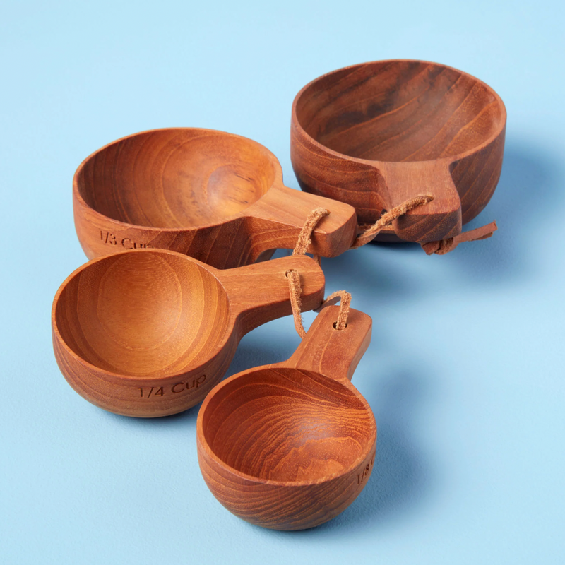 Seasons Olive Oil & Vinegar Teak Measuring Cups with Handle