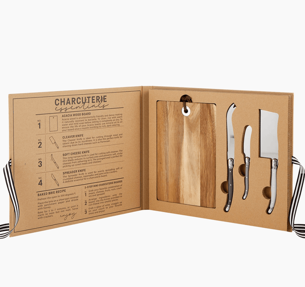Seasons Olive Oil & Vinegar Acacia Wood Cheese Board with Knives Gift Box