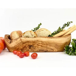 Seasons Olive Oil & Vinegar Olive Wood Rustic Bread Basket